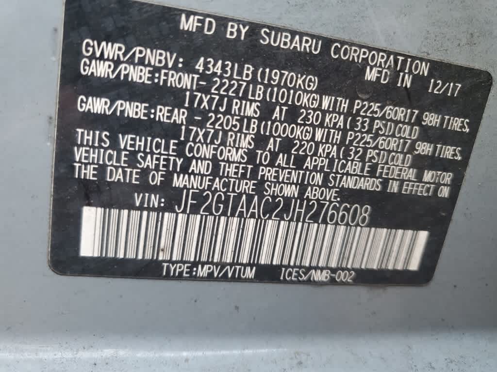 2018 Subaru Crosstrek 2.0i CVT