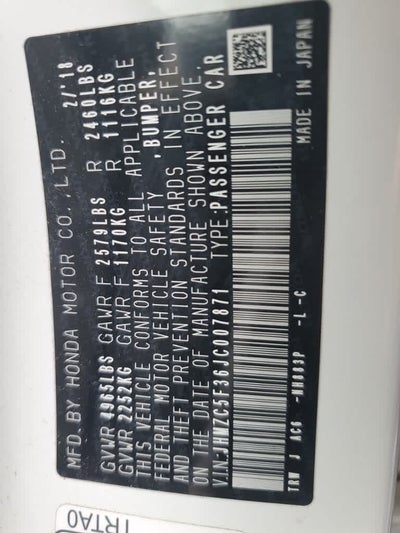 2018 Honda Clarity Plug-In Hybrid Touring