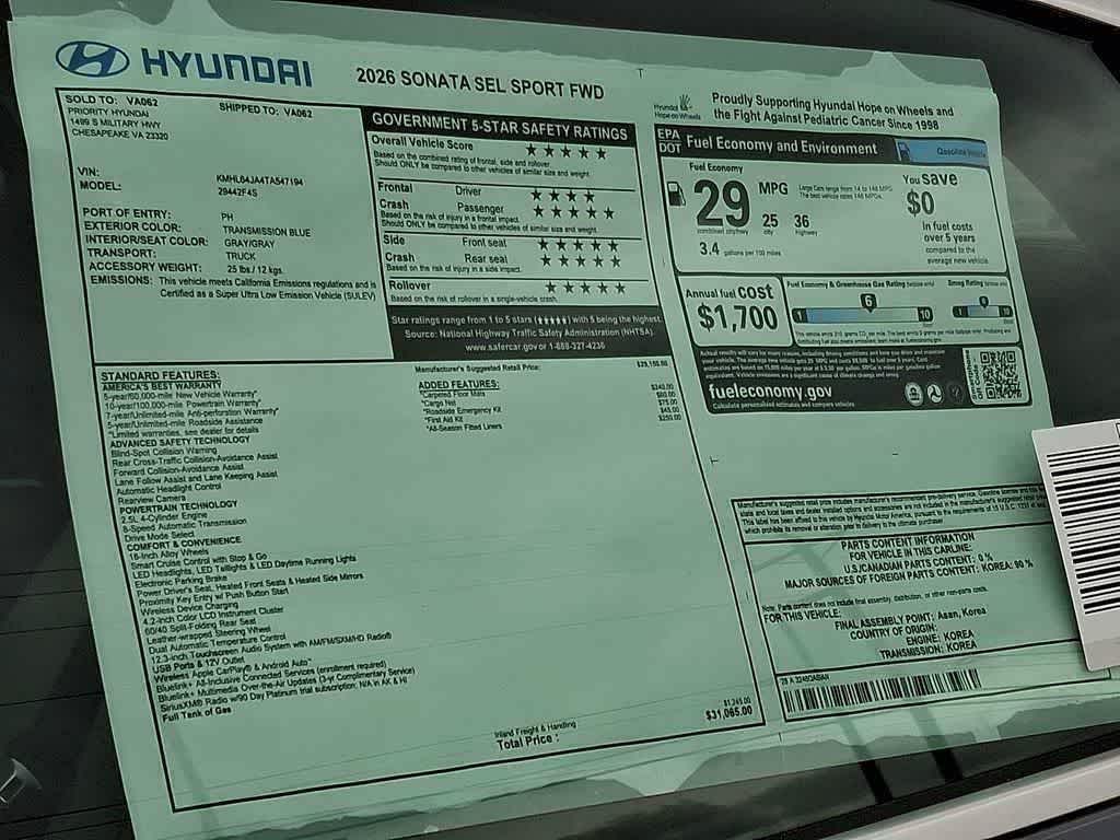 2026 Hyundai SONATA SEL Sport