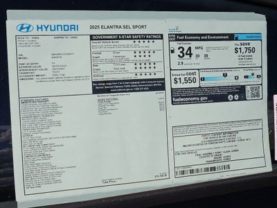 2025 Hyundai ELANTRA SEL Sport