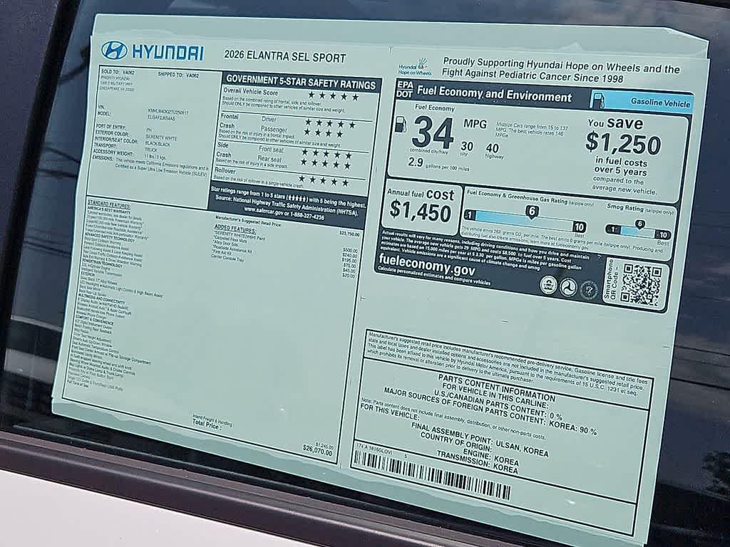 2026 Hyundai ELANTRA SEL Sport