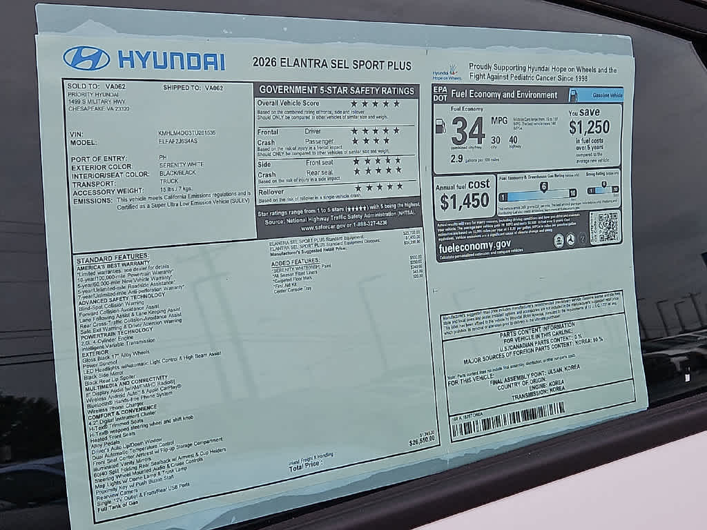 2026 Hyundai ELANTRA SEL Sport