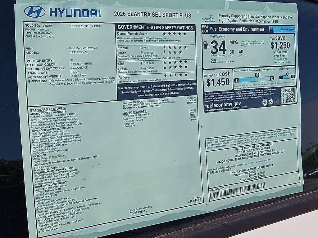 2026 Hyundai ELANTRA SEL Sport Plus