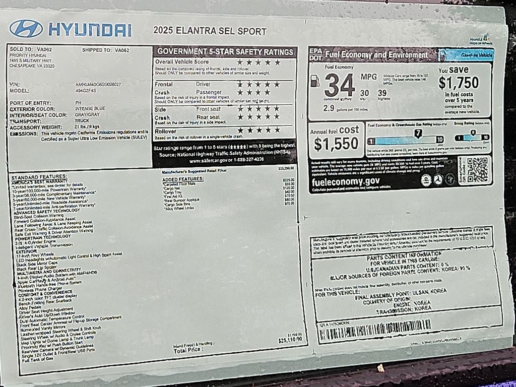 2025 Hyundai ELANTRA SEL Sport
