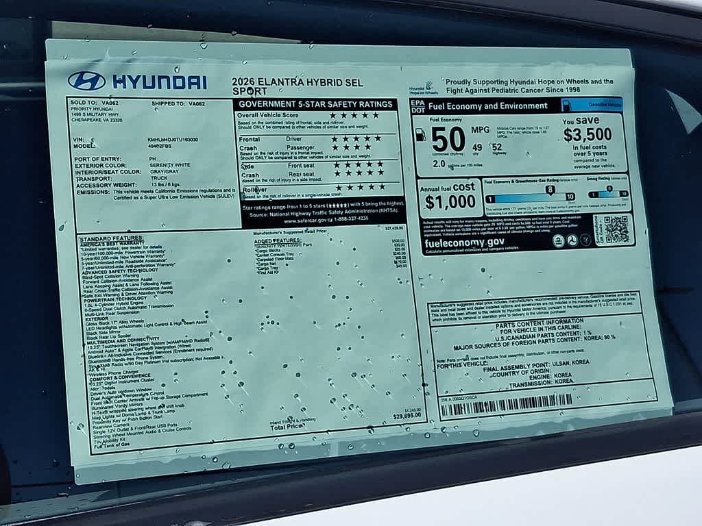 2026 Hyundai ELANTRA HYBRID SEL Sport