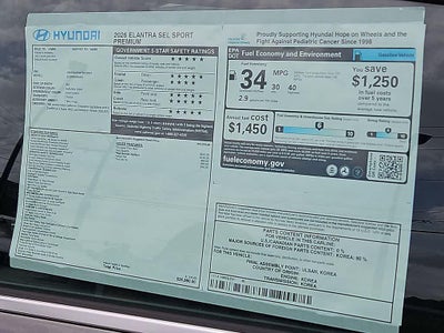 2026 Hyundai ELANTRA SEL Sport Premium