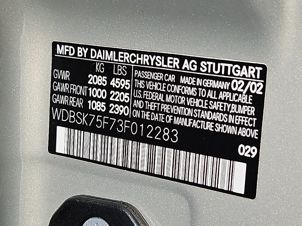 2003 Mercedes-Benz SL500 2dr Roadster 5.0L