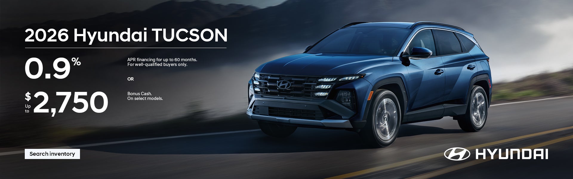 0.9% APR for 60 mos. or $2,750 Bonus Cash